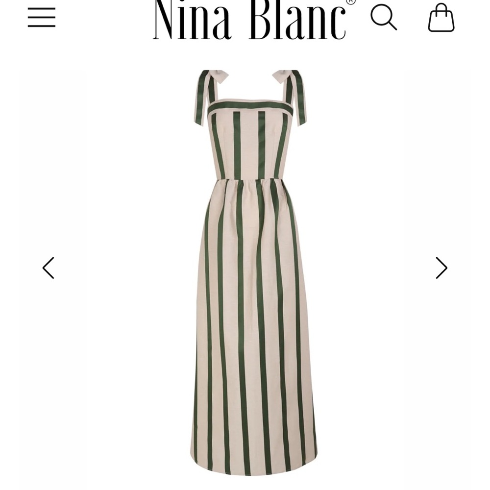 Green & Cream Striped Maxi Dress with Tie Straps